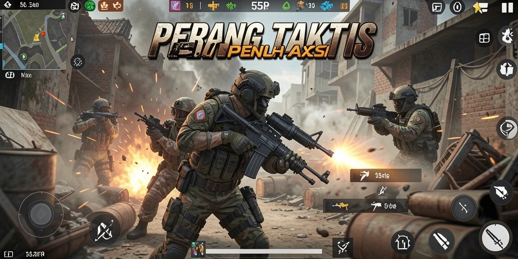 Tangkapan layar dari pertempuran intens di 55RP.