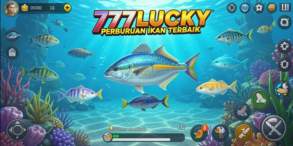 Tampilan gameplay seru dalam 777LUCKY, menangkap ikan dengan mudah.