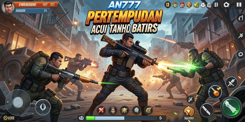 Gameplay AN777 yang intens dan mengasyikkan saat bertempur.