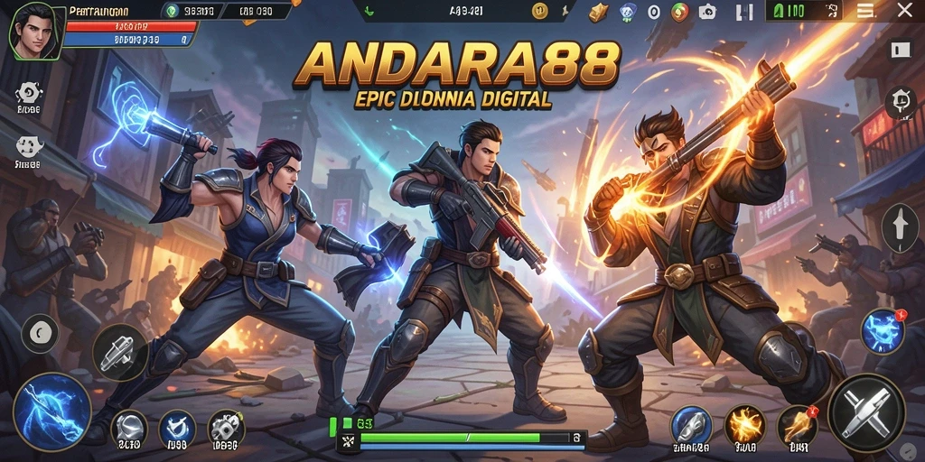 Tampilan seru dari gameplay ANDARA88 di arena pertarungan.
