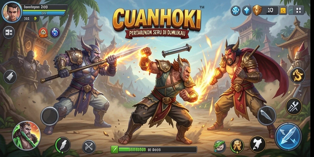 Screenshot gameplay CUANHOKI menampilkan aksi pertarungan yang mendebarkan.