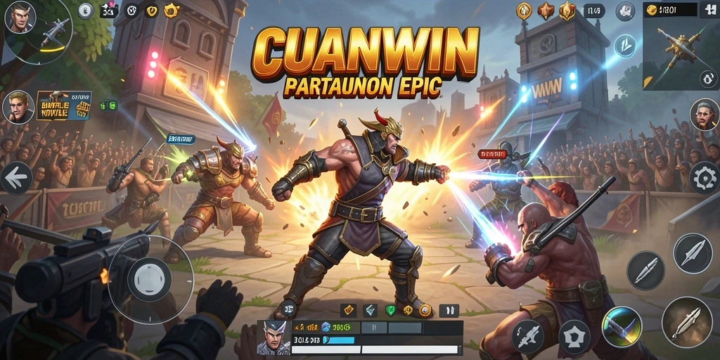 Tangkapan layar gameplay CUANWIN menampilkan momen intens dalam pertarungan Battle Royale.