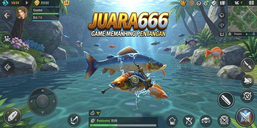 Tampilan gameplay JUARA666 dengan suasana memancing yang realistis.