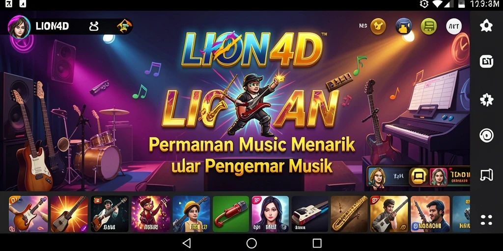 Tampilan gameplay <strong>LION4D</strong> yang menarik dengan berbagai pilihan lagu.
