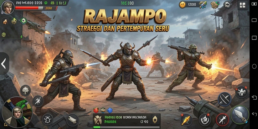 Tangkapan layar utama RAJAMPO menampilkan aksi seru gameplay SLG.