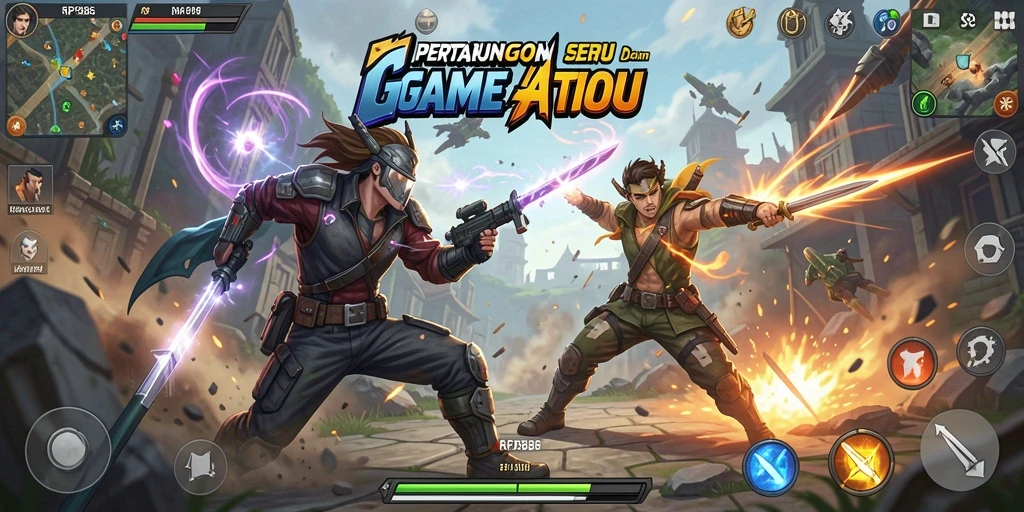 Screenshot dinamis dari gameplay RP886 yang memperlihatkan pertarungan intens.
