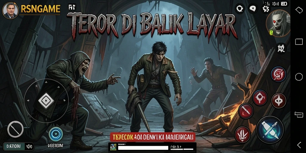 Tampilan gameplay RSNGAME yang menyeramkan dan menegangkan.