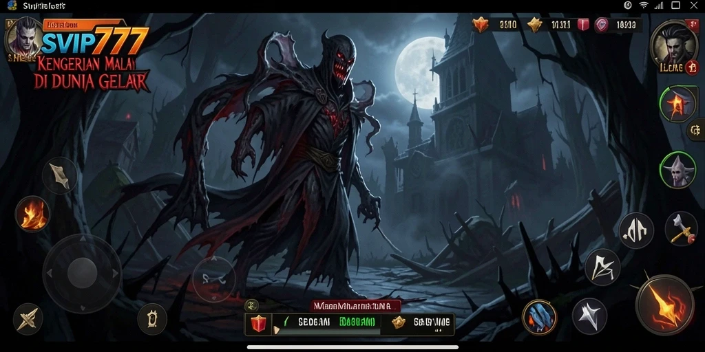 Screenshot gameplay SVIP777 menampilkan suasana Horror yang mencekam.