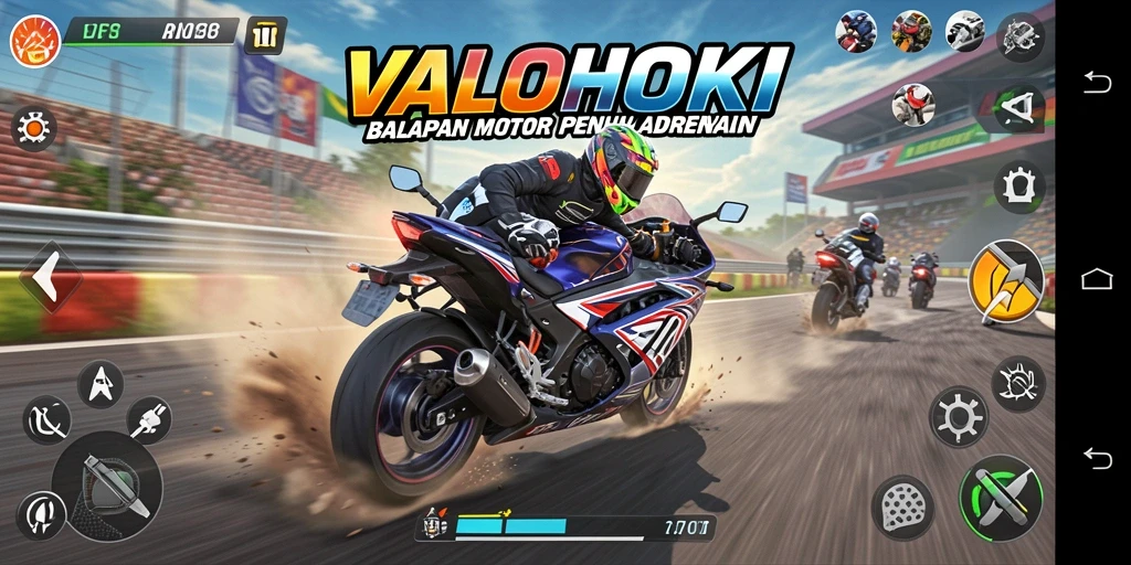 Gameplay VALOHOKI dengan adrenalin balapan motor yang menegangkan.