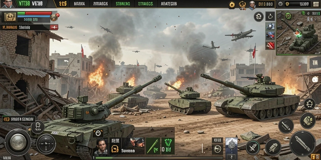 Screenshot gameplay menampilkan pertempuran strategi yang intens.
